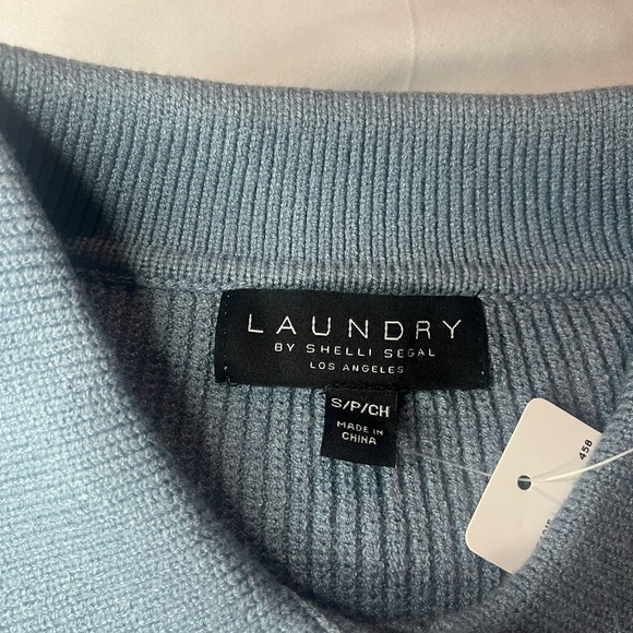 Laundry By Shelli Segal Dusty Blue Collared Knit Top - Picture 7 of 10